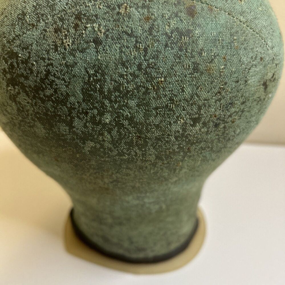 Vintage Millinery Cloth Mannequin Head Wig Hat Block Form Stand Display Green - Picture 7 of 12